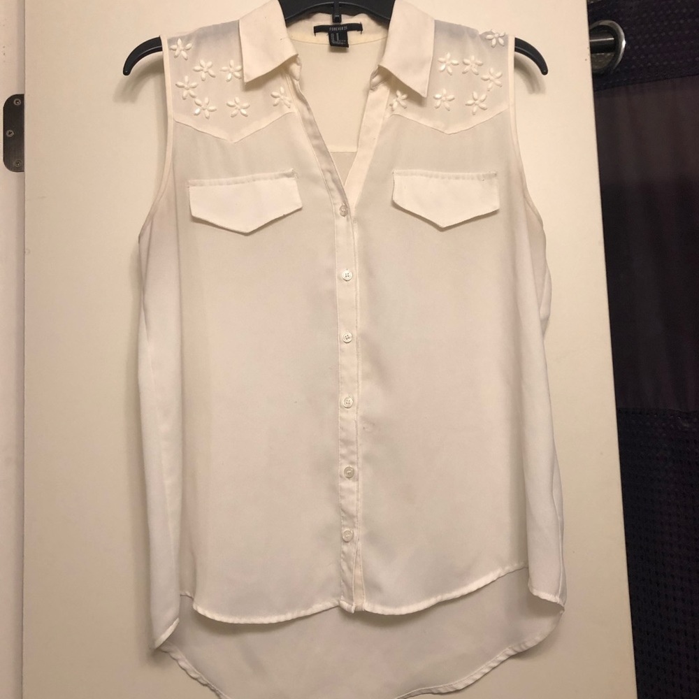 Forever 21 white/cream sleeveless blouse